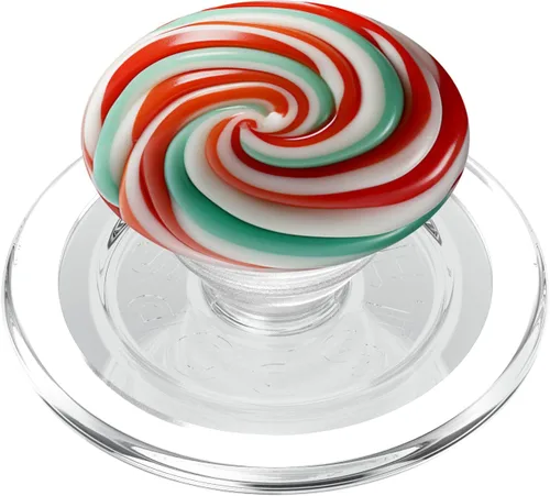 Vista 8 de Piruleta de Navidad verde rojo blanco PopSockets Standard PopGrip