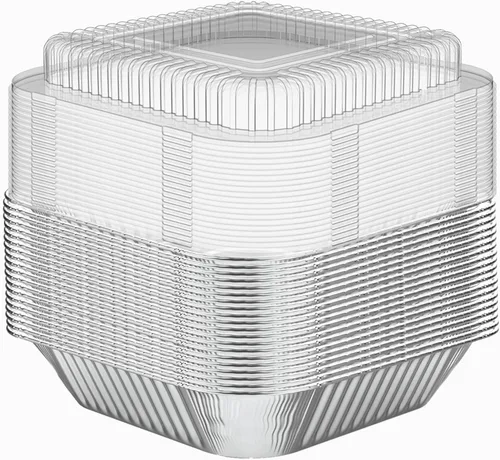 Vista 8 de WANBAO 30 piezas de moldes desechables de papel de aluminio para hornear, cuadrados de 8" X 8" X 2" pulgadas, preparación de comida para catering