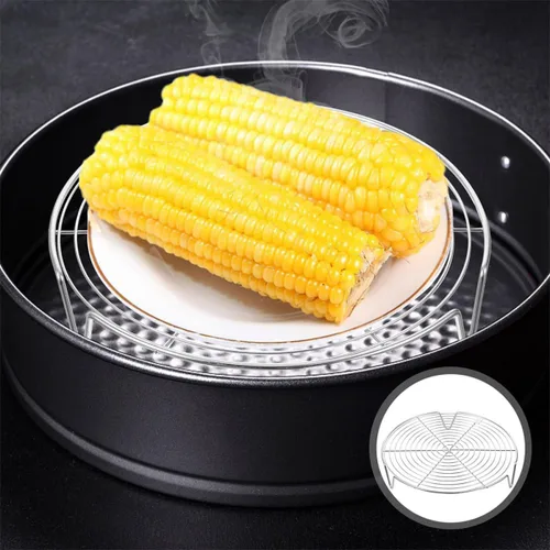 Vista 7 de Kichvoe 304 Stainless Steel Steamer Rack with Legs, 20cm Diameter X 4cm Height, Multi-function Steam Basket for Pressure Cooker and Air Fryer