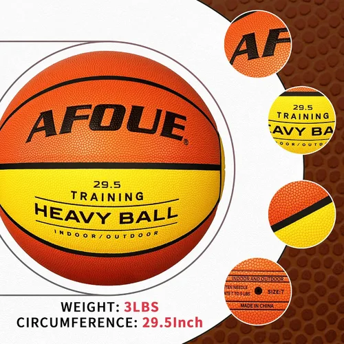 Vista 6 de Quality Faux Leather Heavy Training Basketball 29.5/28.5" Size 7/6 Color de moda amarillo naranja