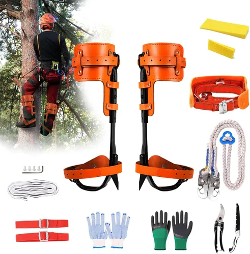 Vista 7 de Tree Climbing Spikes, Tree Climbing Gear with Non-Slip Pedal, Adjustable Tree Climbing Tool Set