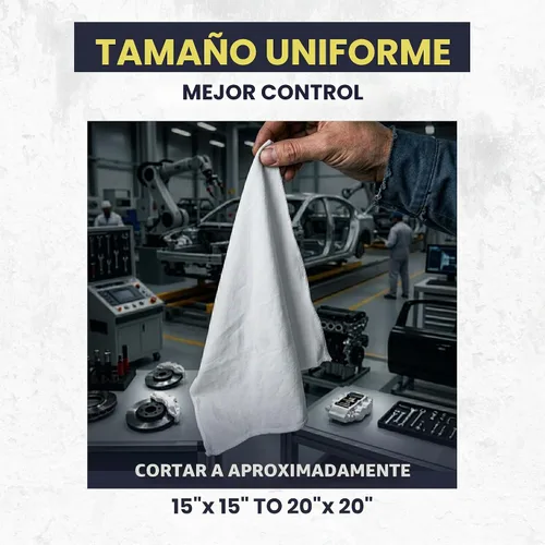 Vista 6 de Trapos de Limpieza Premium de Camisetas Blancas (Bolsa de 1 libra) – Trapos de Algodón Blanco para Limpieza, Teñido, Pintura, Aceite, Grasa