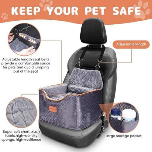 Vista 3 de AlfaTok Asiento elevador de espuma viscoelástica para perro con funda extraíble lavable, asiento elevado de automóvil para mascotas, asientos