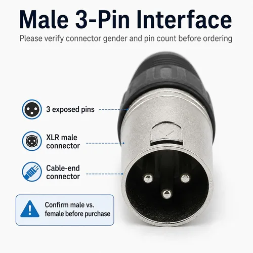 Vista 4 de 3-Pin XLR Male Connectors for Microphone Cables (2)