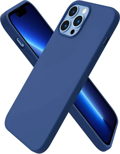 Vista 7 de ORNARTO Funda compatible con iPhone 13 Pro Max de 6.7 pulgadas, silicona líquida delgada de 3 capas cubierta completa de gel suave funda de 6.7 Tiza