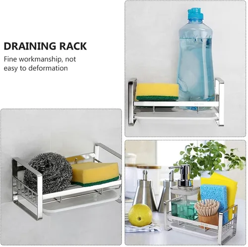 Vista 6 de Soporte de esponja para fregadero, cesta de fregadero de cocina, estante de almacenamiento de cocina, estante de almacenamiento de cocina, soporte
