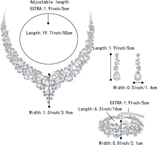 Vista 4 de BriLove - Juego de joyas de boda para mujer con cristales austriacos