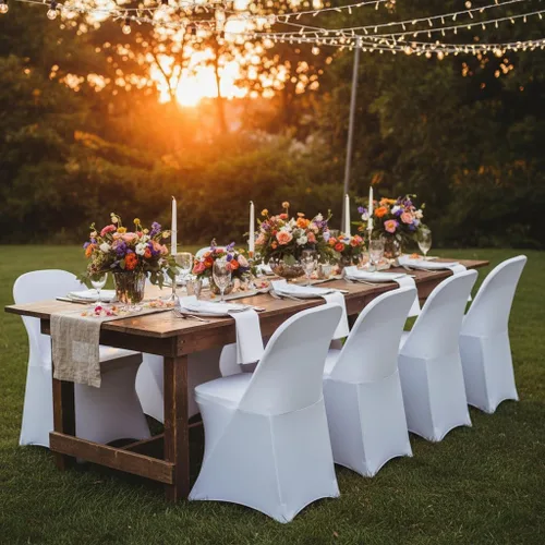Vista 2 de Funda plegable de elastano para sillas, protectores elásticos para sillas para eventos de bodas y fiestas (1, blanco)