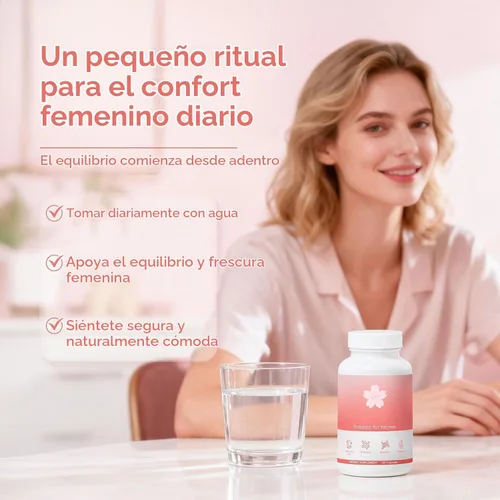 Vista 5 de Radiancy Probiótico para Mujeres Salud Vaginal - Sequedad Vaginal y Equilibrio de pH con Cepas de Lactobacillus, Extracto de Flor de Cerezo, Ácido