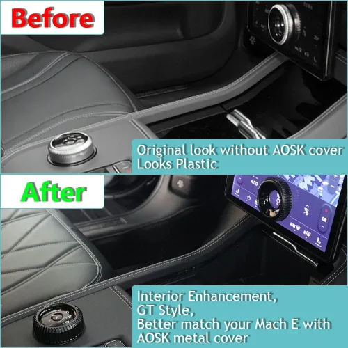 Vista 5 de AOSKonology Perilla de control de volumen con cubierta de metal Compatible con Mach E Mach-E 2021 2022 2023 2024 Accesorios Perilla de cambio