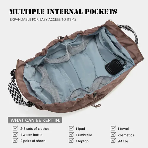 Vista 4 de Large Capacity Portable Backpack Tote Bag For Car Travel, Lightweight Foldable Nylon Shopping Bag with 15 Pockets