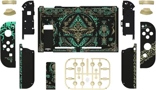 Vista 2 de eXtremeRate Botones de carcasa de repuesto para Nintendo Switch, placa trasera para consola de interruptores, carcasa con botones de juego completo