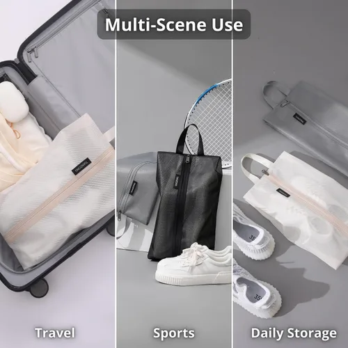 Vista 6 de tianzong Bolsas de zapatos para viajes, organizador de almacenamiento de zapatos resistente al agua con cremallera para hombres y mujeres, 31 negro