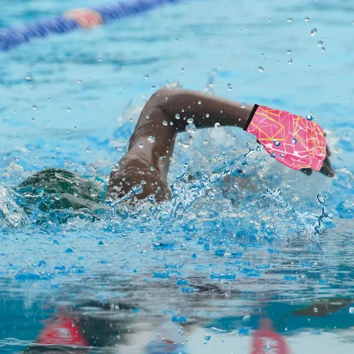 Vista 2 de 1 par de guantes de natación para fitness acuático, guantes de resistencia al agua, guantes de malla para entrenamiento de natación