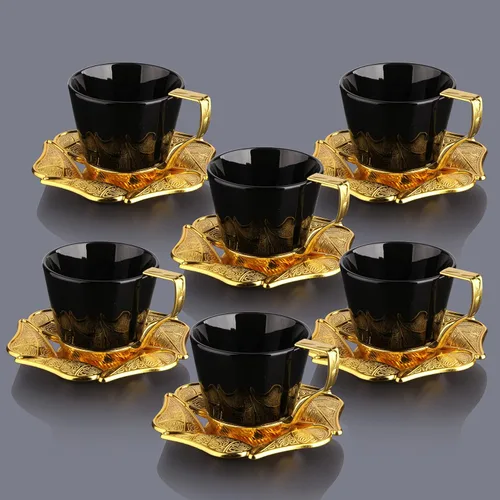Vista 9 de LaModaHome Juego de 6 tazas de café expreso con platillos, tazas de café griego árabe turco de porcelana para mujeres, hombres, adultos, invitados
