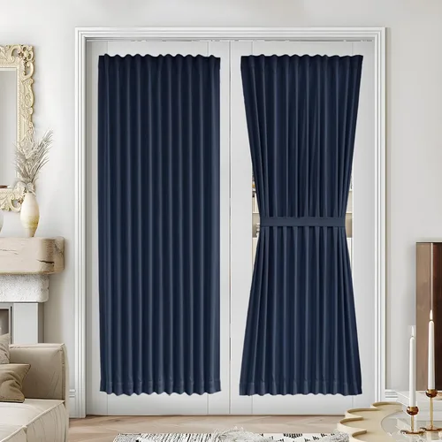 Vista 131 de Vatge Cortinas laterales autoadhesivas para puertas de cristal, sin taladro, extraíble, panel de filtrado de luz, 1 panel, 12 pulgadas de ancho x 60