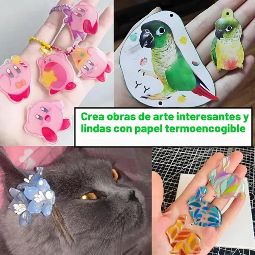 Vista 2 de Hojas de plástico retráctiles, paquete de 36 hojas de película retráctil, hojas de papel retráctil lijadas, kit de papel de arte retráctil