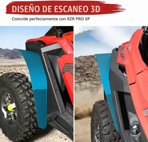 Vista 5 de A & UTV PRO Kit de aletas de barro y bloqueo de pozo de rueda trasera para Polaris RZR PRO XP y XP 4 2020 a 2024 – Extensor de salpicaduras