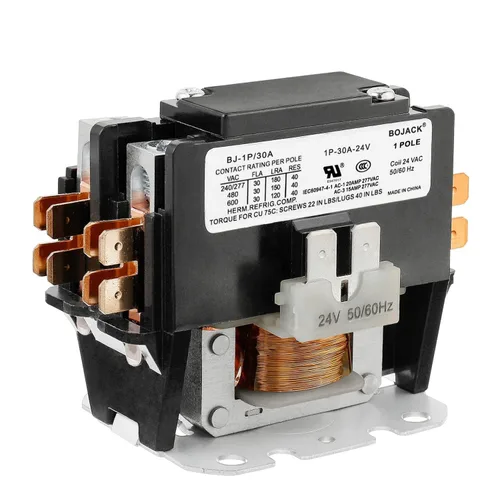 Vista 8 de BOJACK Contactor de CA de propósito definido de 1 polo, bobina FLA 25 A, 24 VCA. Contactor para compresor de condensador de aire acondicionado
