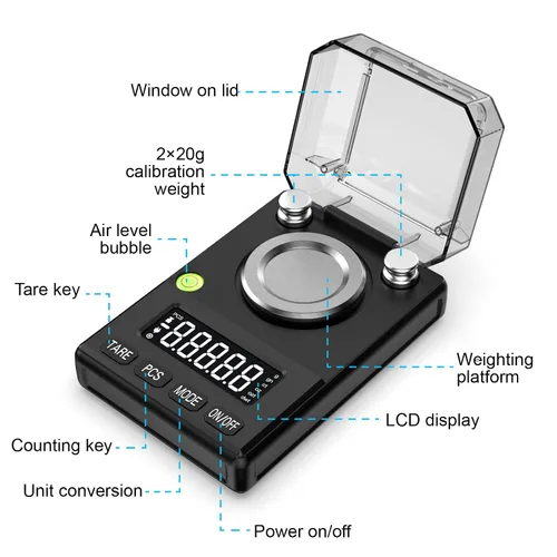 Vista 4 de Digital Milligram Scale 100gx0.005g – Precision Scale for Jewelry, Coins, Gemstones, Powders & Medicine