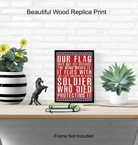 Vista 4 de Bandera estadounidense patriótica militar para decoración del hogar, decoración de habitación, arte de pared – Regalo para veterano estadounidense