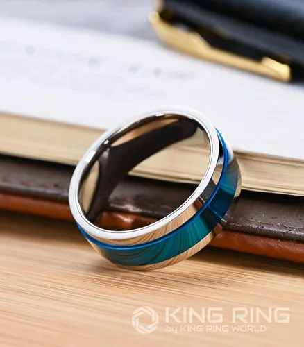 Vista 6 de King Ring Anillos giratorios ultra pulidos de 0.315 in Anillos de acero inoxidable planos brillantes de alta calidad para hombres y mujeres