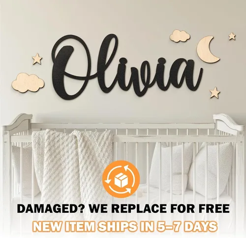 Vista 3 de Letrero de nombre personalizado para cuarto de bebé, letreros de madera personalizados para habitación de niños, letrero de nombre personalizado