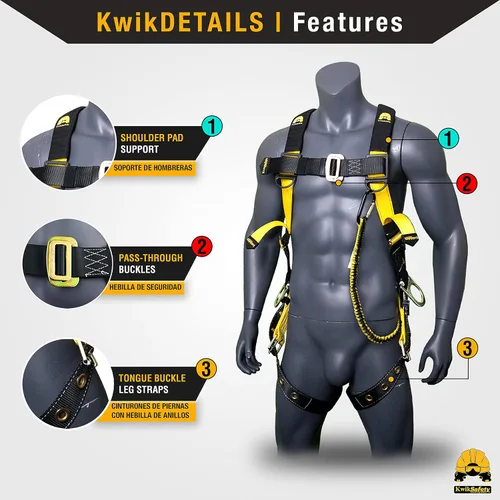 Vista 2 de KwikSafety SUPERCELL Safety Harness ANSI OSHA Fall Protection Gear Estándar