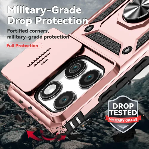 Vista 7 de Funda para Motorola Edge 2025 con protector de pantalla HD y cubierta para Oro rosa