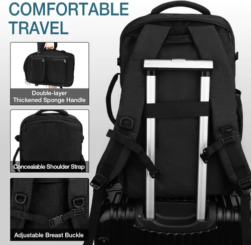 Vista 7 de Dinictis Mochila de viaje para laptop de 40 L para hombres y mujeres, compatible con cuaderno de 17 pulgadas, mochila de maleta aprobada para vuelo