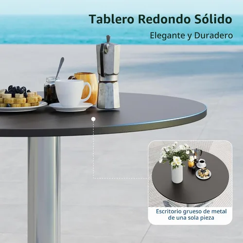 Vista 5 de MFSTUDIO - Mesa redonda de metal para exteriores de 30 pulgadas con base de pedestal