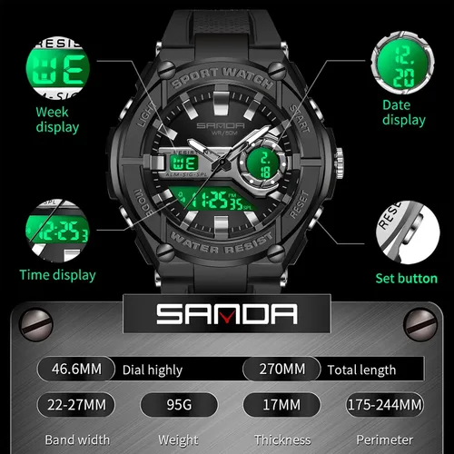 Vista 4 de FORSINING Relojes militares para hombre, reloj deportivo resistente al agua, analógico, digital, reloj deportivo táctico electrónico, relojes