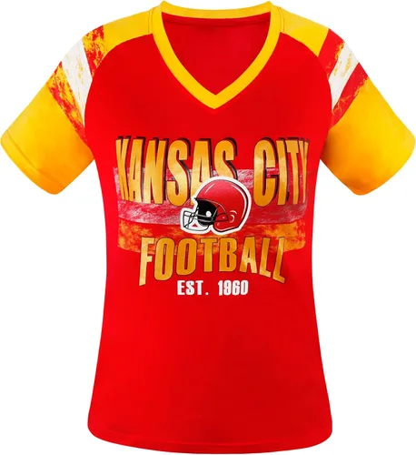 Vista 8 de Camisetas Raglan con Cuello en V para Fanáticas del Fútbol Americano Mujer