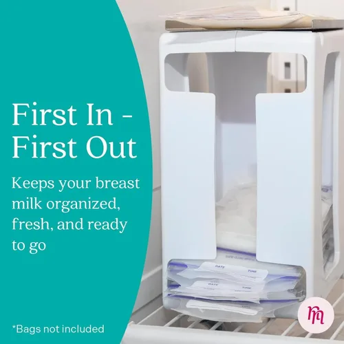 Vista 3 de Nurse & Nourish Torre de almacenamiento de leche materna y contenedor organizador para congelador, estante que ahorra espacio para bolsas