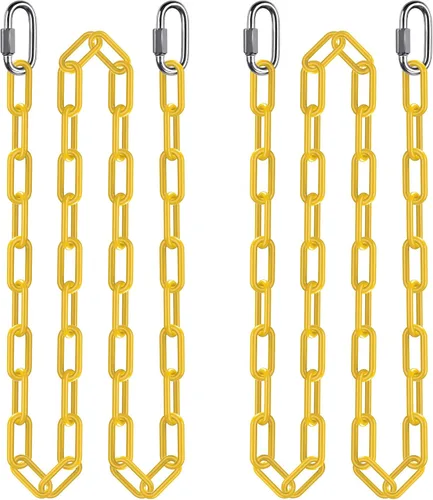 Vista 18 de 2 cadenas colgantes resistentes de 20 pulgadas con ganchos, cadena de extensión de columpio, color negro