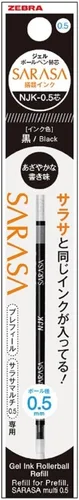 Vista 2 de Zebra BRNJK5BK - Recambio para bolígrafo, Sarasa, NJK-0.5, negro, 10