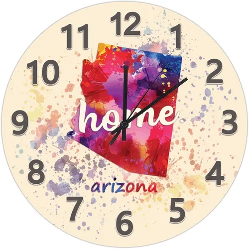 Vista 86 de UFunhome Reloj de pared con mapa del estado de Nevada, acuarela, Estados Unidos, reloj redondo de madera, funciona con pilas, silencioso, sin