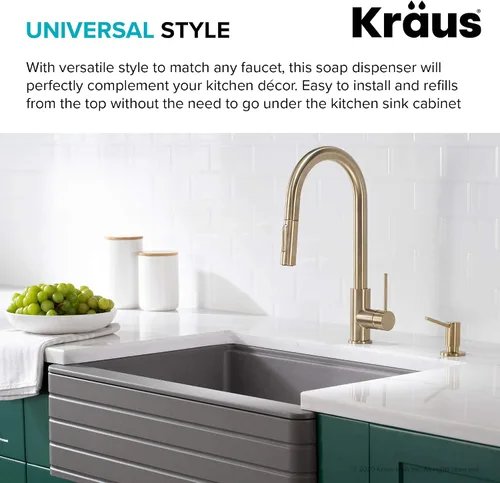 Vista 7 de Dispensador de Jabón y Loción de Cocina Kraus en Oro Cepillado, KSD-43BG