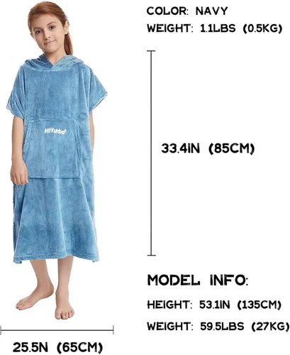 Vista 3 de Hiturbo Toalla de cambio de toalla para niños: toallas de baño de felpa suave, sudadera con capucha cálida de forro polar coral, poncho de surf