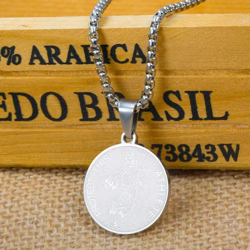 Vista 3 de Collar de San Sebastián Collar de acero inoxidable de 1 pulgada para béisbol, fútbol, baloncesto, fútbol y deportes, Metal, no aplica