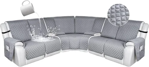 Vista 121 de HDCAXKJ Fundas de sofá seccional reclinable 100% impermeable, forma de L, funda de sofá reclinable lavable acolchada suave para mascotas, perro