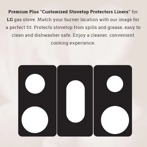 Vista 2 de Protectores de estufa Premium Plus para LG Gas Range Modelo LSGL5831F, corte personalizado, revestimiento de estufa fácil de limpiar, fabricado