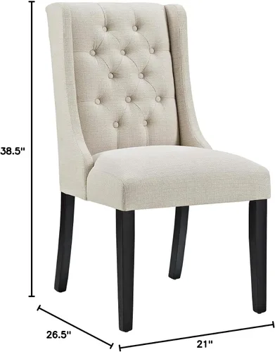 Vista 2 de Modway Baronet - Juego de 4 sillas Parsons de tela tapizada para cocina y comedor, color beige