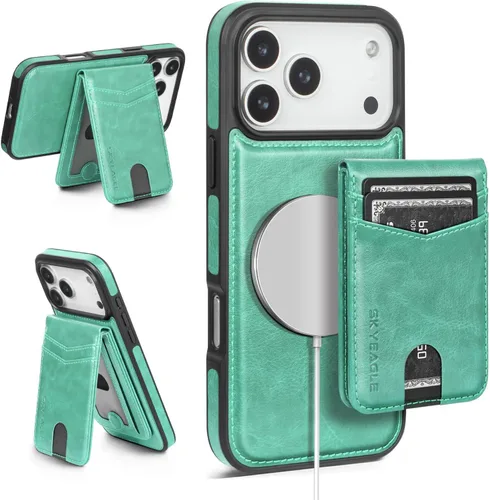 Vista 72 de SkyEagle - Funda tipo cartera compatible con MagSafe para iPhone 11, color negro Detachable Magnetic Credit Card Holder,RFID Blocking,PU