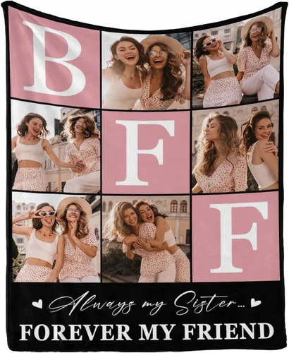 Vista 19 de Regalos de cumpleaños para mujeres, manta de amistad personalizada con tus fotos, manta personalizada con mis propias imágenes para hermanas