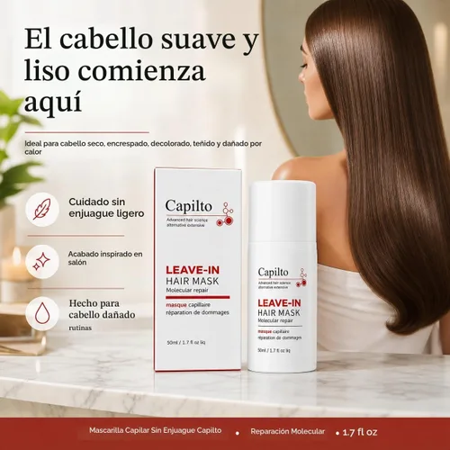 Vista 6 de Mascarilla molecular de reparación capilar sin enjuague, queratina, reparación profunda para cabello encrespado y dañado, corrige el blanqueador