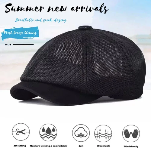 Vista 5 de Newsboy - Gorros de malla Gatsby para hombre, gorro de verano transpirable ajustable