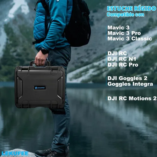 Vista 7 de Lekufee Funda de transporte impermeable para Mavic 3 Pro/Classic/Combo - DJI RC Pro/RC 2/N1/N2/Gafas 2/3/Integra/Motion 2/3 y accesorios (solo funda)