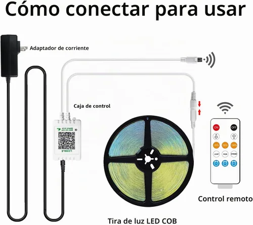 Vista 7 de COB - Tira de luces LED de 32.8 pies, 3000 K, blanco cálido, regulable, CC de 24 V, cinta de luces LED flexibles para dormitorio, con control remoto