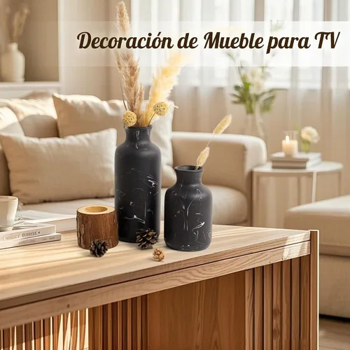 Vista 5 de Juego de jarrones decorativos de resina de 3 piezas, aspecto de mármol